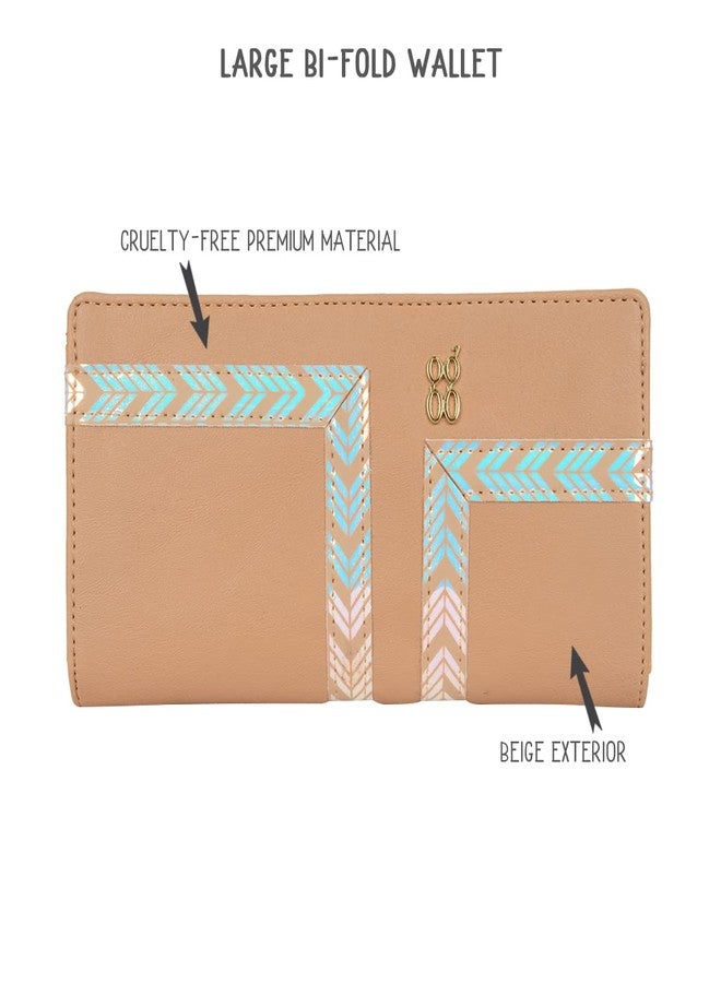 Baggit Women Beige Wallet Large Size | Ladies Stylish Purse Bag | Credit Card Money Holder - Image 2